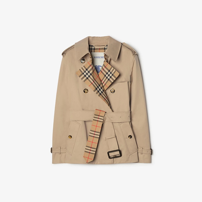 burberry lakefield honey beige short gabardine trench coat